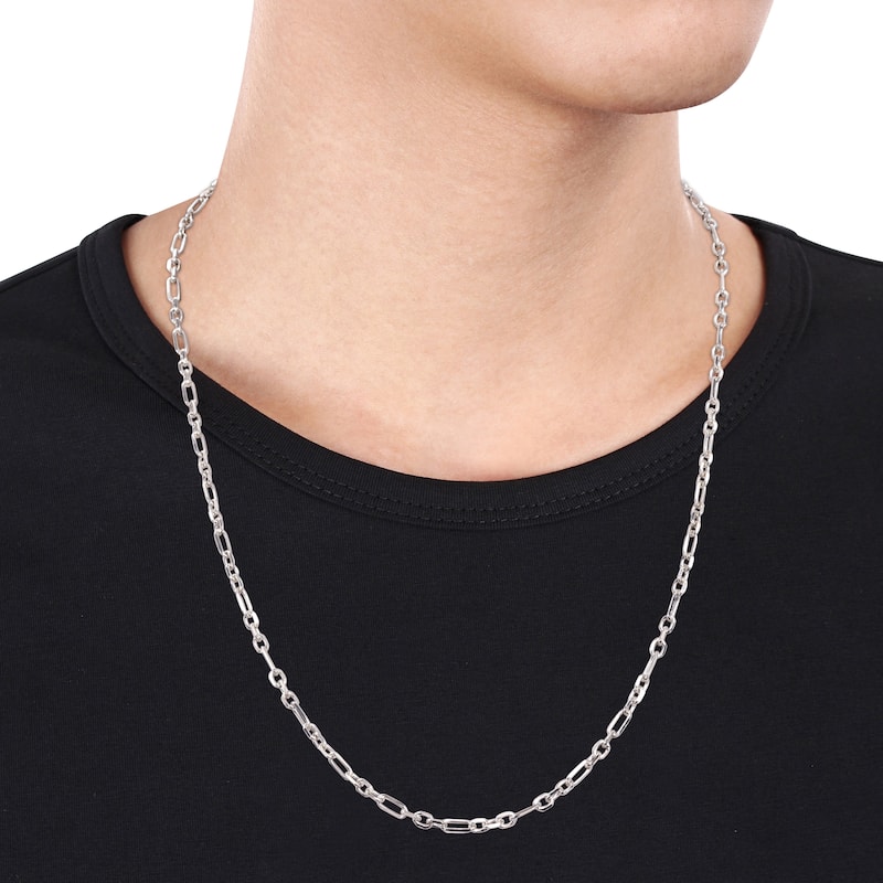 Miadora Sterling Silver Diamond Cut Figaro Rolo Necklace