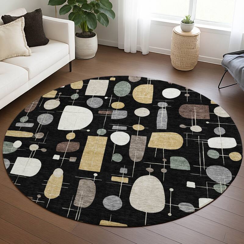 Machine Washable Indoor/ Outdoor Contemporary Fun Chantille Rug