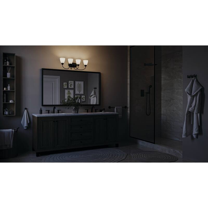 Kichler Lighting Jolie 4-Light Vanity Light with Satin Etched Glass in Black