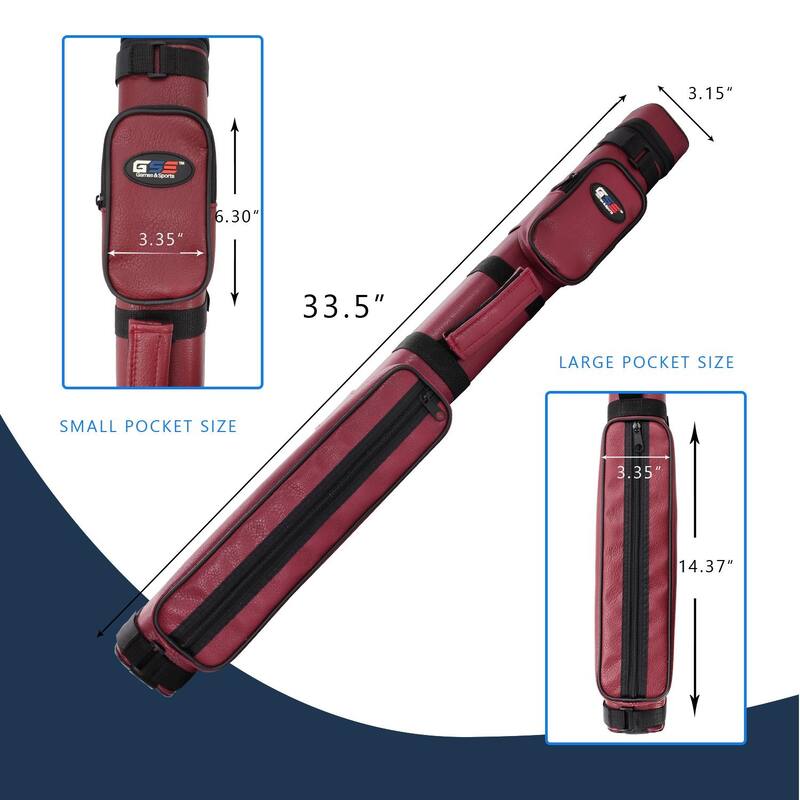 GSE™ 2x2 Square Hard Billiard Pool Cue Stick Carrying Case, Billiard Cue Case Holds 2 Butts/2 Shafts (5 Colors)