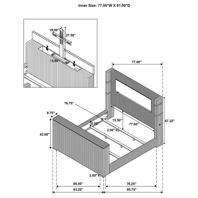 Tisdall Flame Visualizer Wingback TV Bed Black