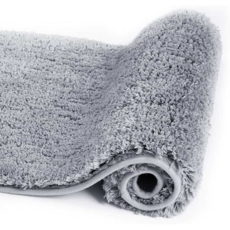 Bathroom Rug Non Slip Bath Mat for Bathroom, Water Absorbent Soft Microfiber Shaggy Bathroom Mat Machine Washable Bath Rug - Ombre Grey