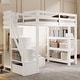 preview thumbnail 14 of 13, Loft Bed with Shelves, Storage Staircase, Small Wardrobe and White LED Light