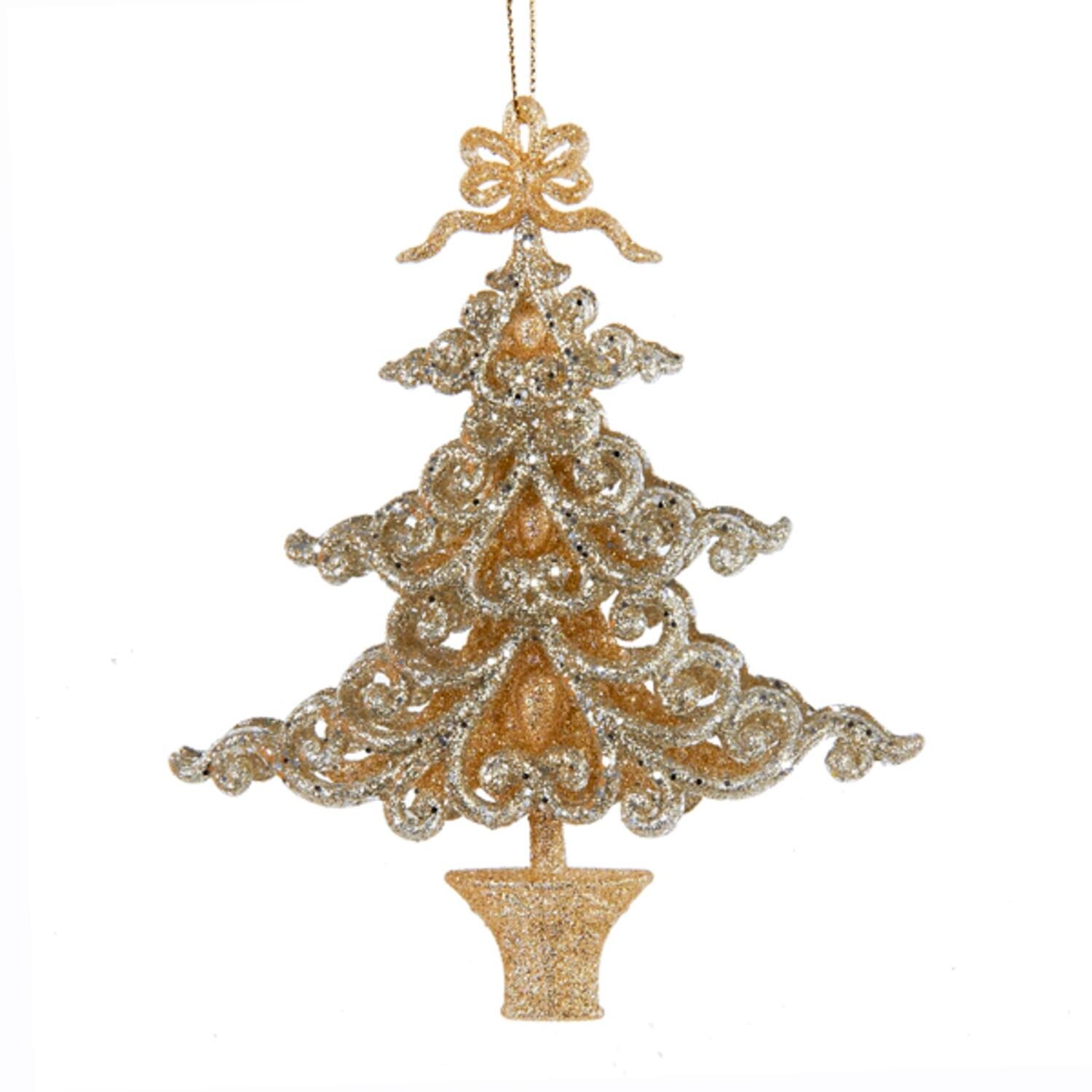 Shop Club Pack Of 12 Winter S Glen Platinum And Champagne Glitter Christmas Tree Ornaments 6 Overstock 23029382