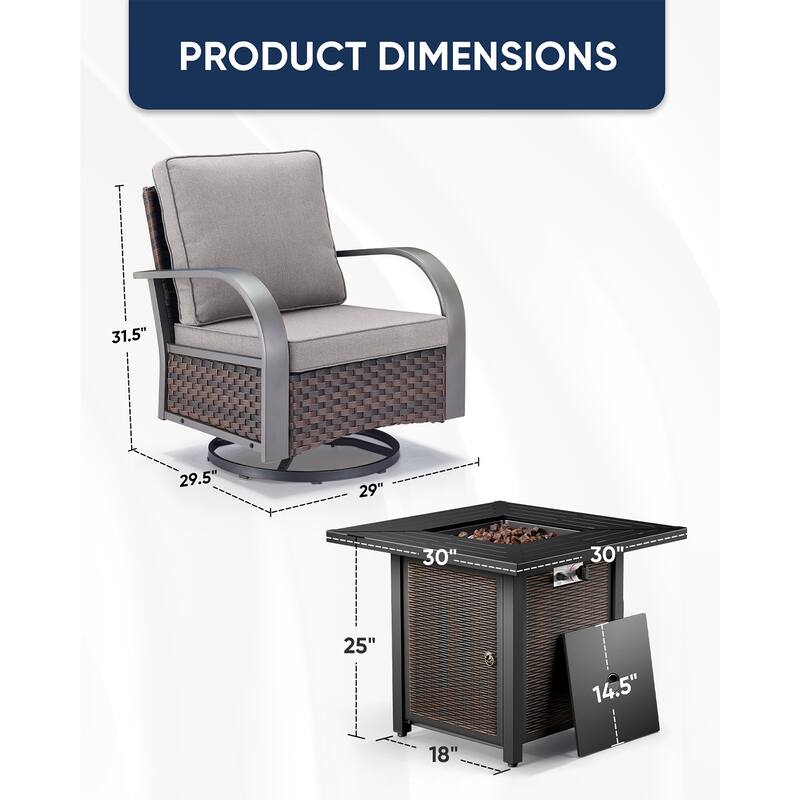 Propane Fire Pit with Outdoor Patio Funiture Set