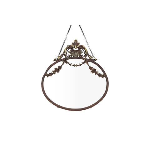 Antique Inspired Hanging Oval Mirror with Pewter Frame