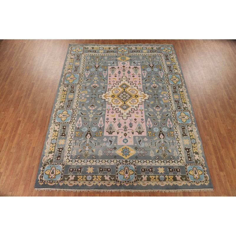 Tribal Geometric Heriz Serapi Oriental Area Rug Handmade Wool Carpet - 9'2" x 11'10"