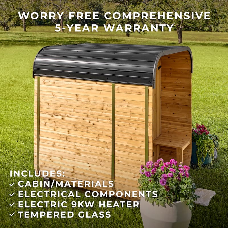 Backyard Discovery Lennon 2-4 Person Outdoor Cube Sauna, Porch