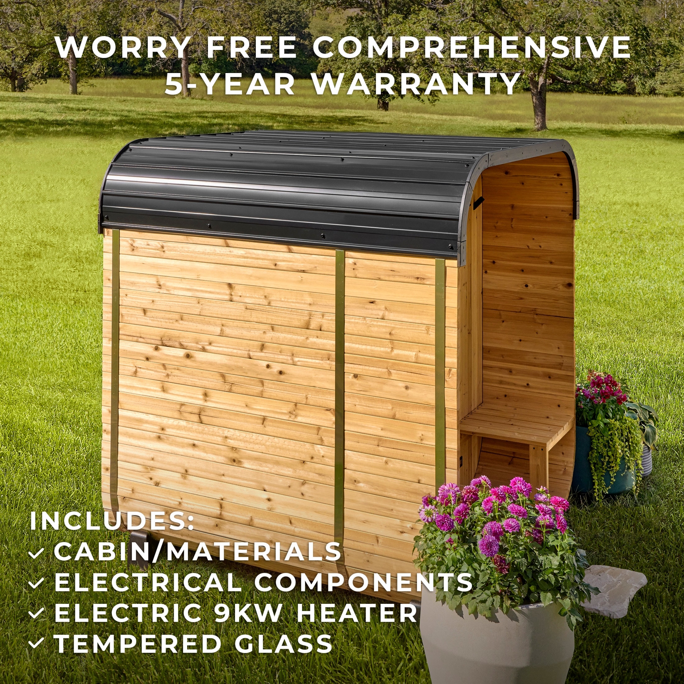 Backyard Discovery Lennon 2-4 Person Outdoor Cube Sauna, Porch