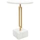 preview thumbnail 2 of 8, White Marble Geometric Accent Table with Gold Metal Rectangular Stand