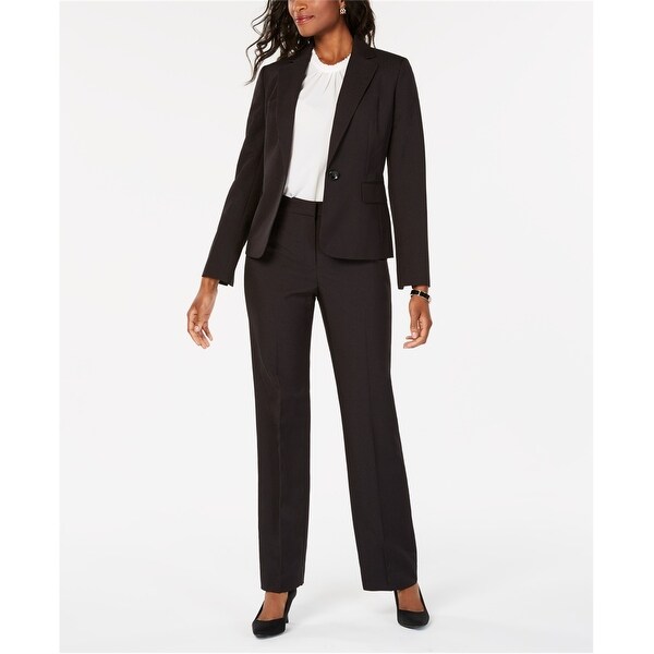 Le Suit Womens Pinstripe One Button Blazer Jacket, Black, 8. Opens flyout.