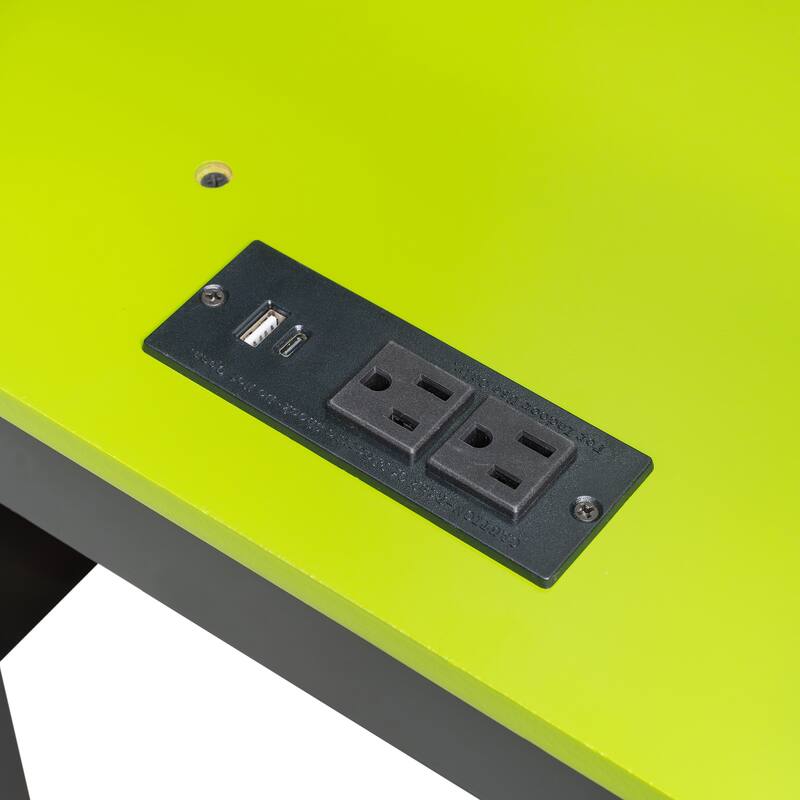 Full Size Wood Bunk Bed with Adjustable Desk, Wardrobe, Storage, and RGB Light in Green