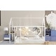 preview thumbnail 18 of 36, Full Size Metal Bed with Desk, House Bed Frame with Shelves and USB Ports