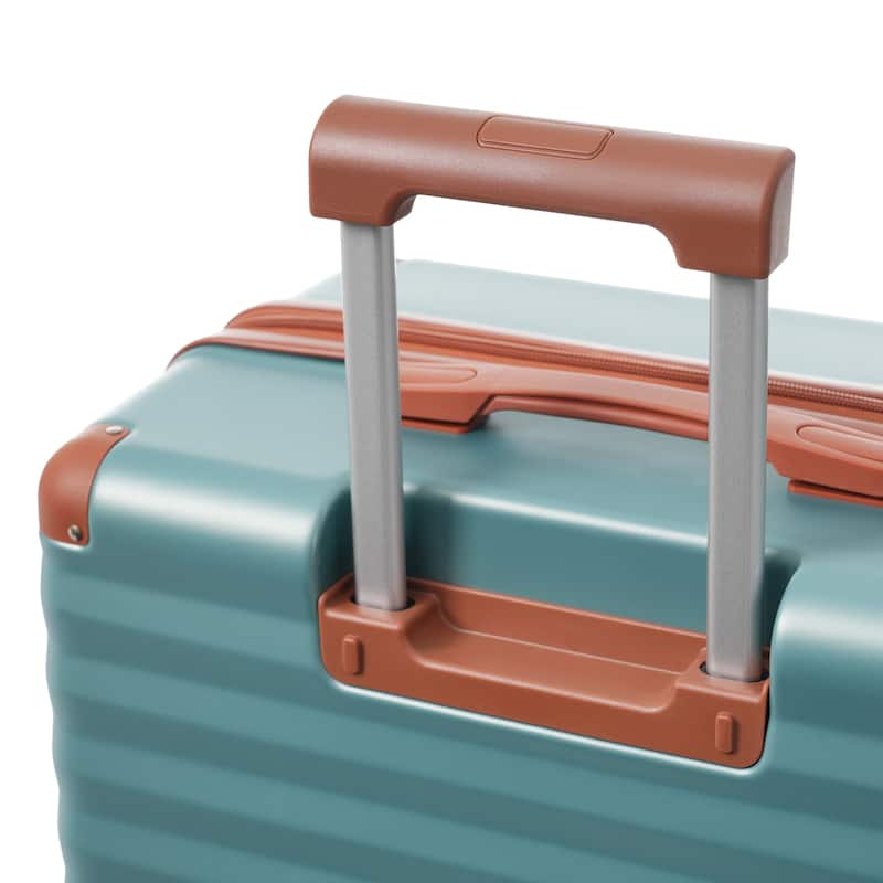 5 Piece ABS Hardside Lightweight Expandable Carry on Suitcase with Spinner Wheels TSA Lock USB Port Cup Holder and Toiletry Bag