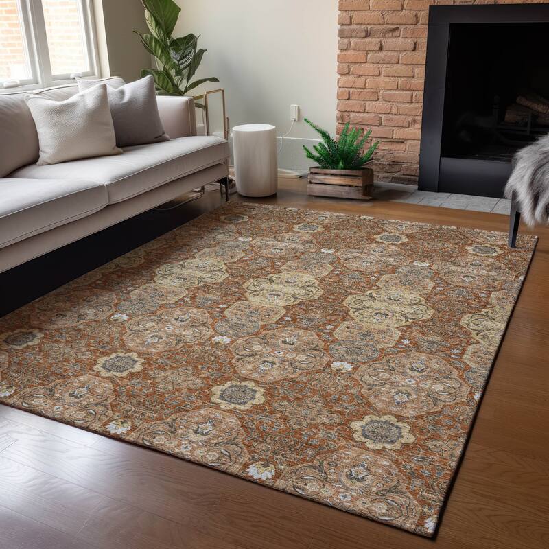 Machine Washable Indoor/ Outdoor Global Budden Chantille Rug