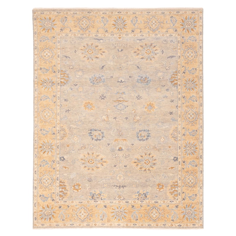 ECARPETGALLERY Hand-knotted Modern Oushak Grey Wool Rug - 7'10 x 9'11