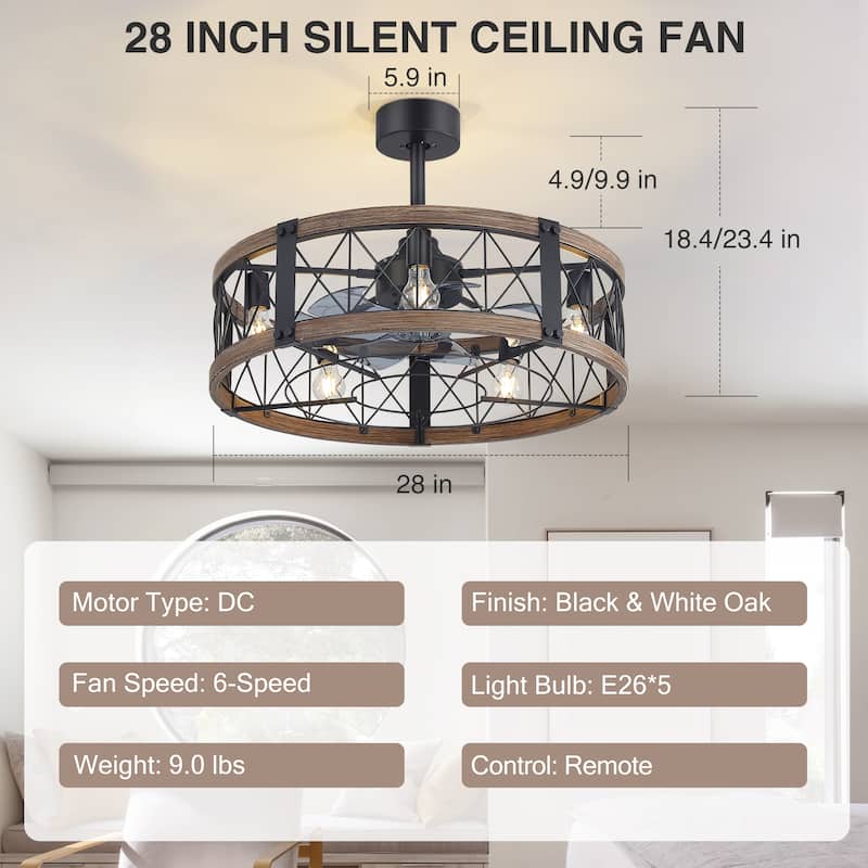 21-In LED Chandelier Ceiling Fan with Light Remote(3-blade)