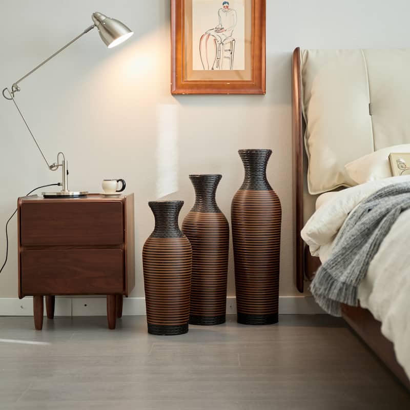 Desktop Vase, Brown Decorative Floor Vase, Classic and Neat Floor Vase, High Independent Flower Stand, Artificial Vine Vase - Black+Brown