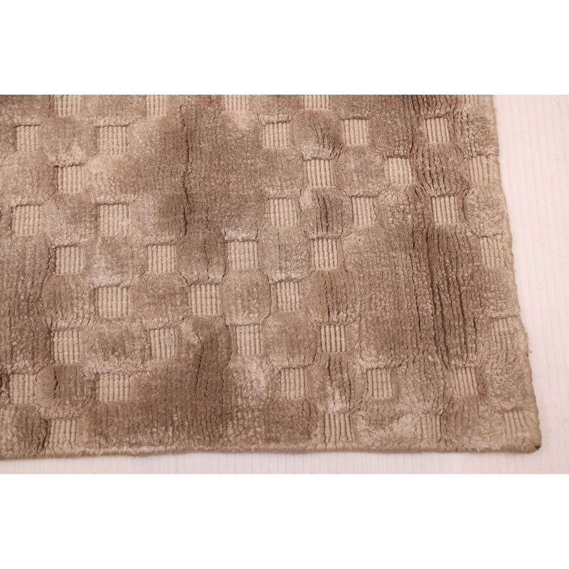 ECARPETGALLERY Hand Loomed Loreto Taupe Viscose Rug - 5'8 x 7'9