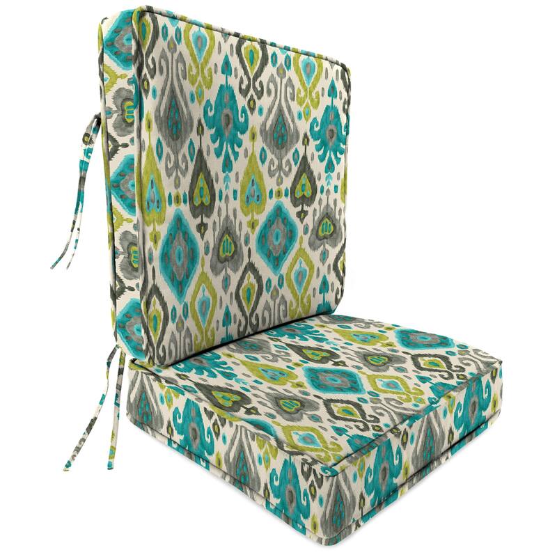 22" x 45" Outdoor Deep Seat Chair Cushion Set with Ties - 45'' L x 22'' W x 4'' H - Paso Turquoise