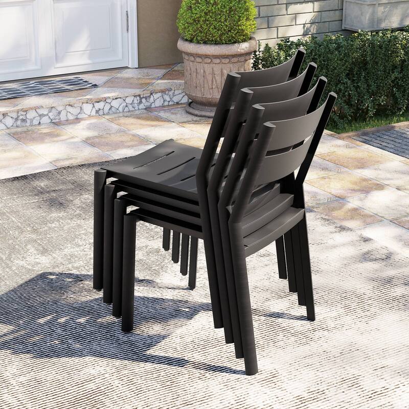 Outdoor 7-piece Patio Dining Set with Stackable Dining Chairs