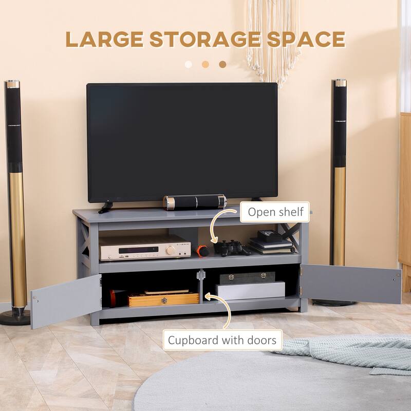 HOMCOM TV Cabinet Stand for TVs up to 46 Inches, Entertainment Center with Storage Shelf and Cupboard for Living Room