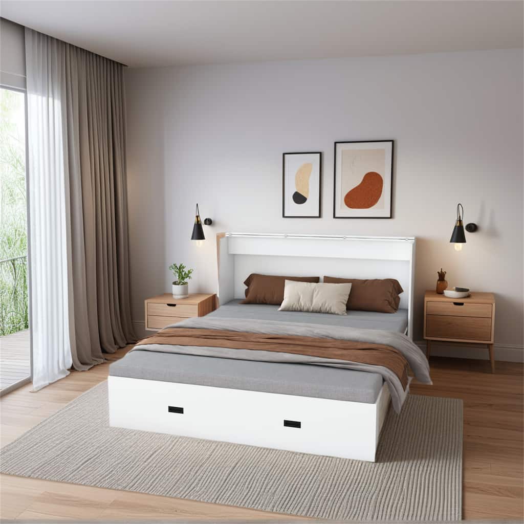 57" Murphy Bed with Storage & Charging Station