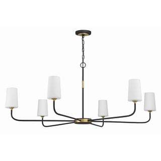 Niles 6 Light Black Forged & Modern Gold Chandelier - 54"W x 22.25"H