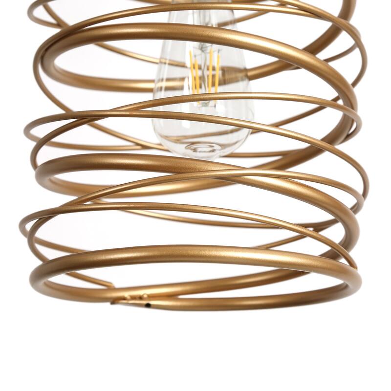 Mid-century Modern Gold 1-Light Pendant Metal Cage Kitchen Island Lights for Kitchen Island