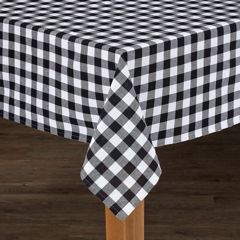 Fabstyles Country Check Cotton Tablecloth - Black - 60X108