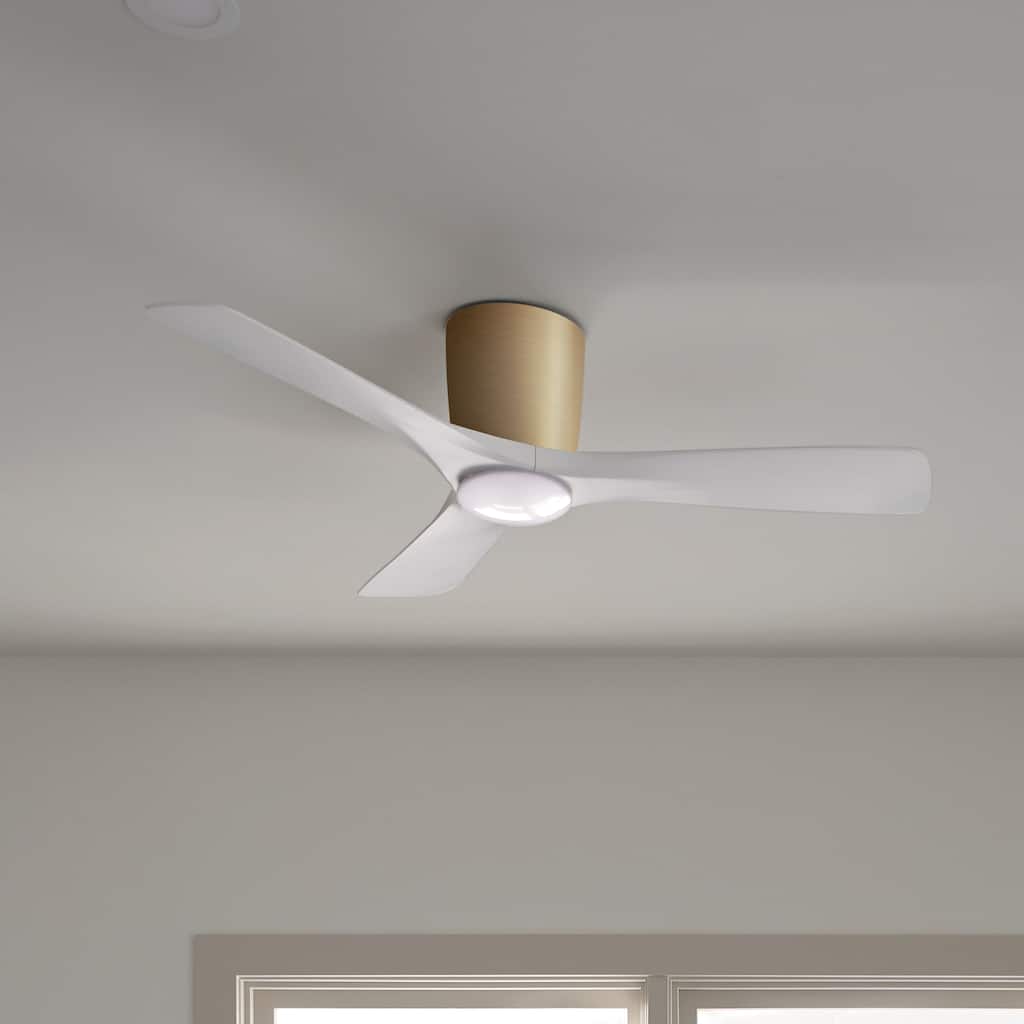 48 Inch Volos 3 Blade Indoor Ceiling Fan in Champagne Bronze with Matte White Blades