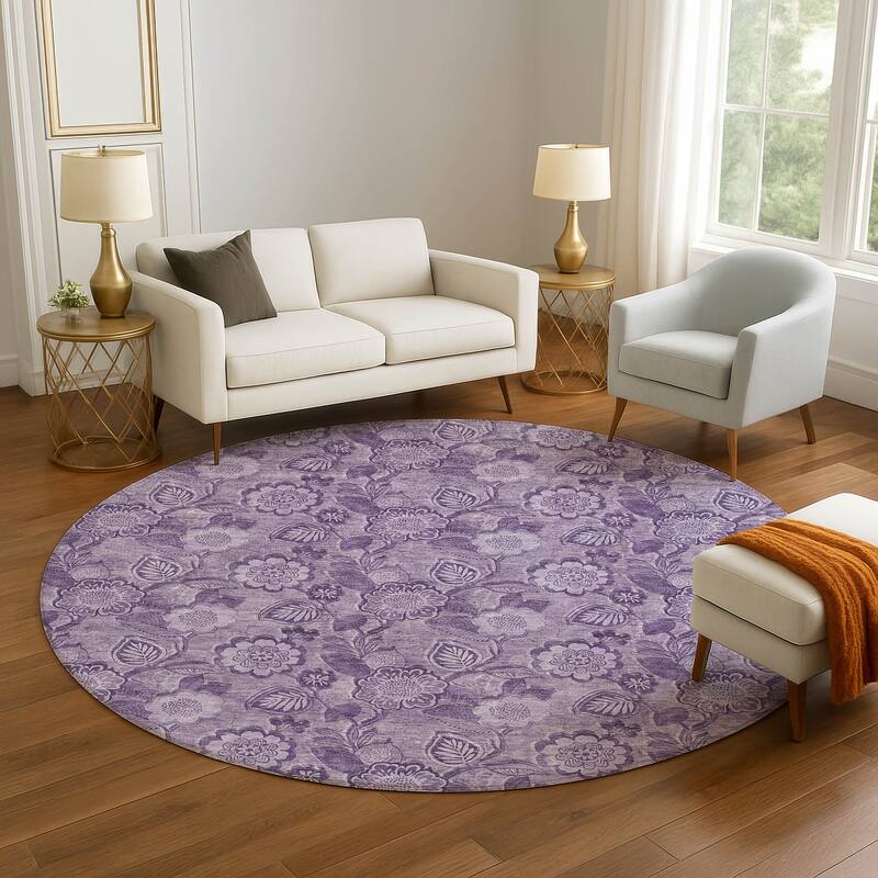 Premium Washable Super Soft Traditional Mayfield Rug - Plum - 8' x 8'
