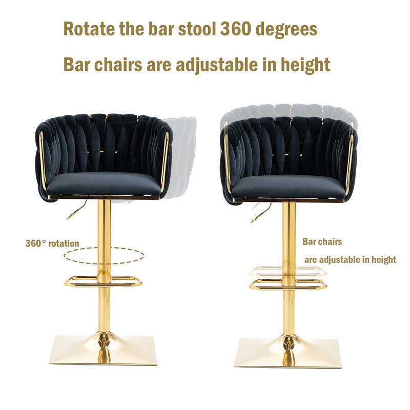 Set of 2 Vintage Bar Stools with Back and Footrest