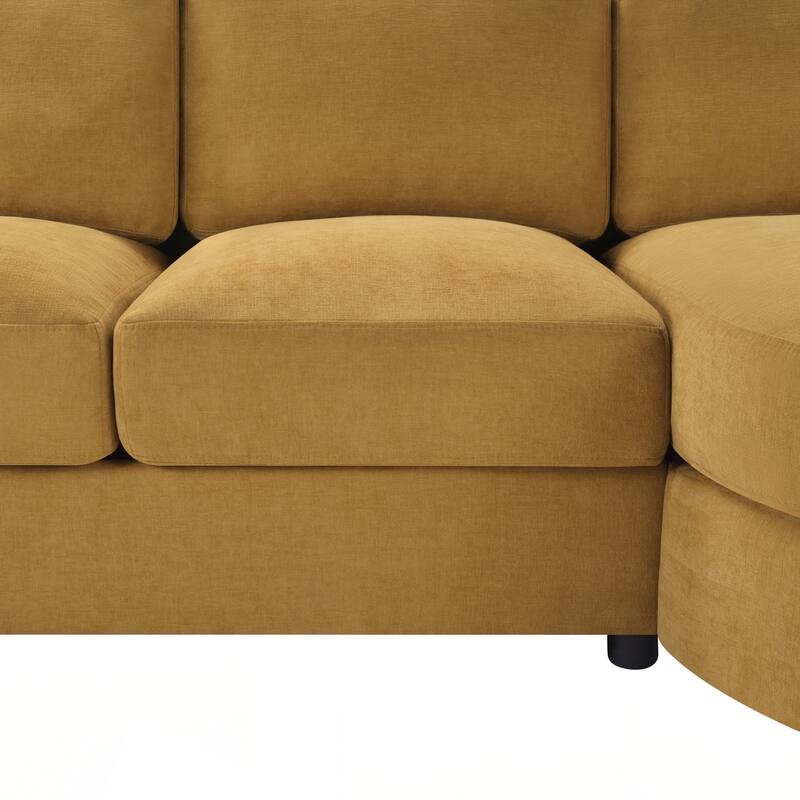 Modern Sectional Sofa 84.6" L-shaped Sofa Couch with a Curved Chaise Lounge