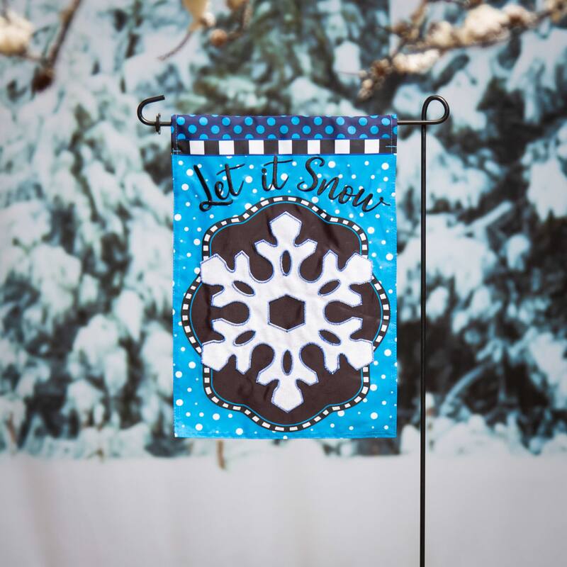 12.5 in. x 18 in. Patterned Snowflake Applique Garden Flag