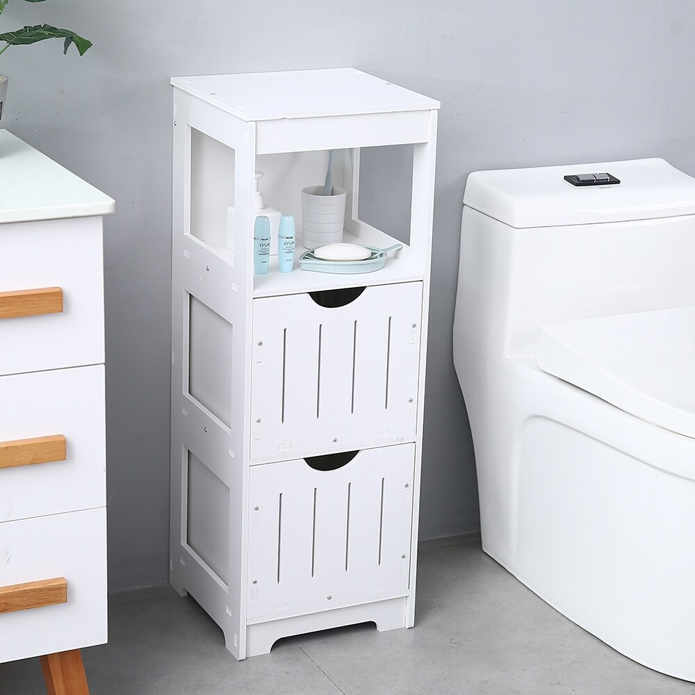 Shop 3 Layer Bathroom Floor Cabinet Free Standing Side Storage Organizer 2 Drawers Overstock 31118333