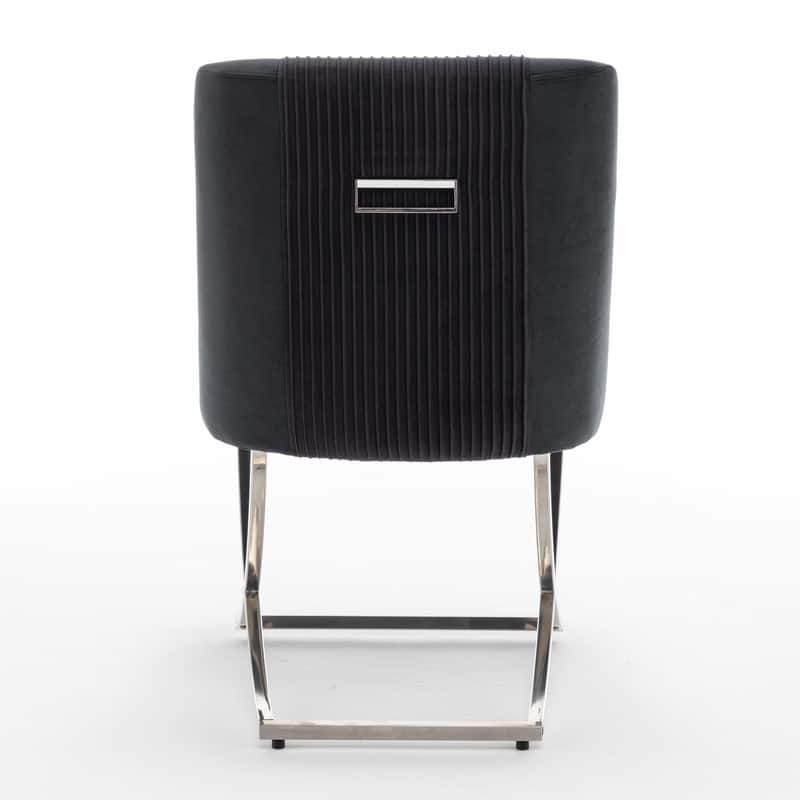 Modern Contempoary Velvet Dining Chair Set of 4 with Metal Frame Legs and Back Pull