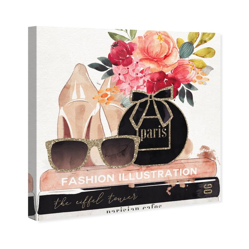 Wynwood Studio Canvas Fashion and Glam Glamorous Perfume Stack Gold and Metallic Gold Glam Wall Art Canvas Print