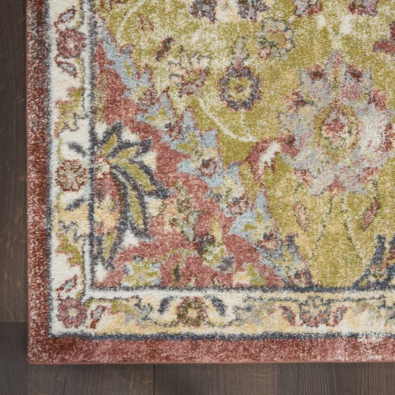 Hoho Power Loomed Distressed Floral Traditional Stain Resistant Area Rug By HomeRoots - 118' X '94' X '0.5
