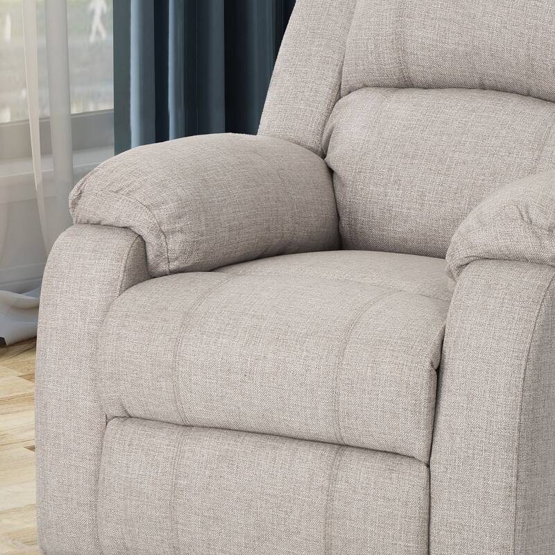 Upholstered Linen Manual Recliner Sofa Chair with Adjustable Backrest and Footrest, Modern Home Lounge Chair for Living Room