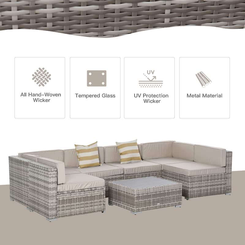 Outsunny 7-Piece Outdoor Wicker Patio Furniture Set