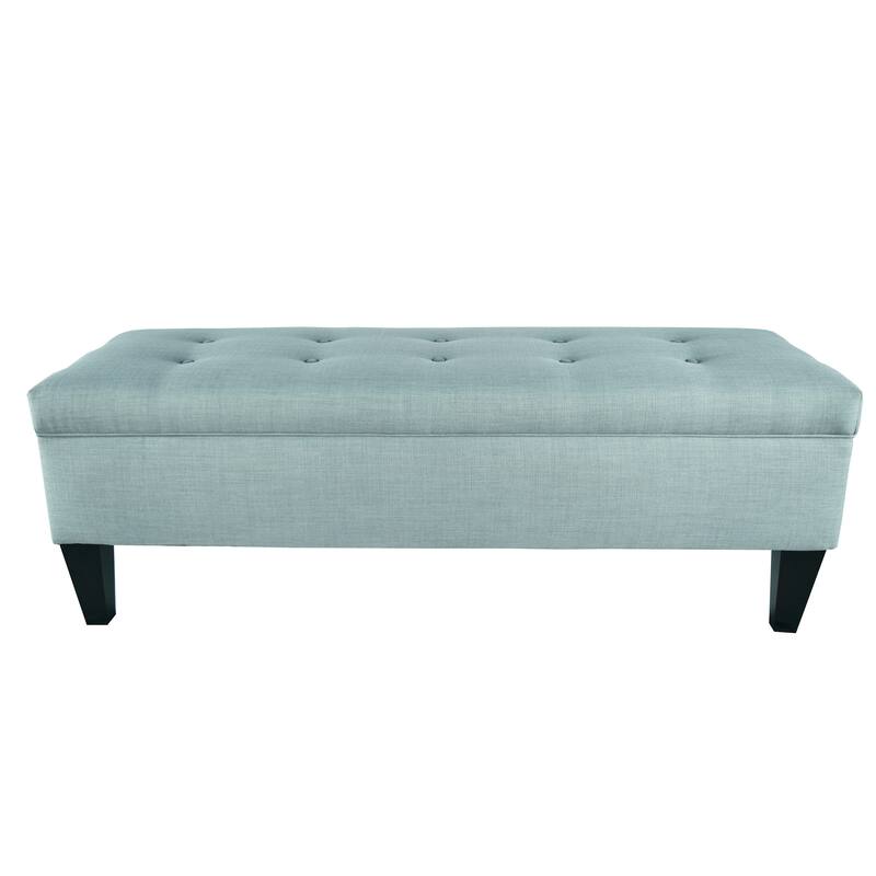 Brooke Button Tufted Long Storage Bench Ottoman - Sea Mist