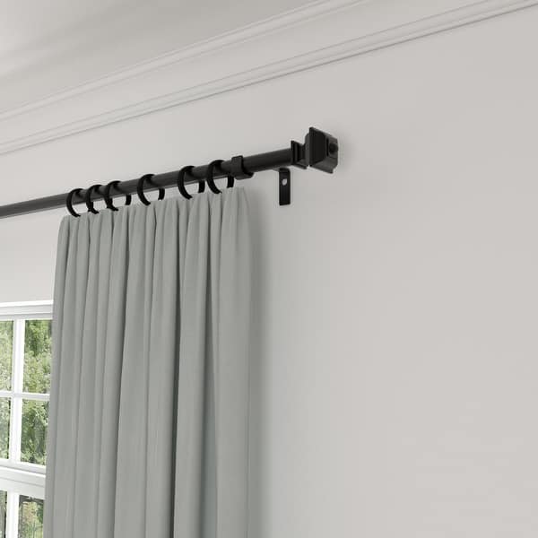 slide 2 of 18, Acroma Streamlined Adjustable Curtain Rod Black 48 to 84 inches