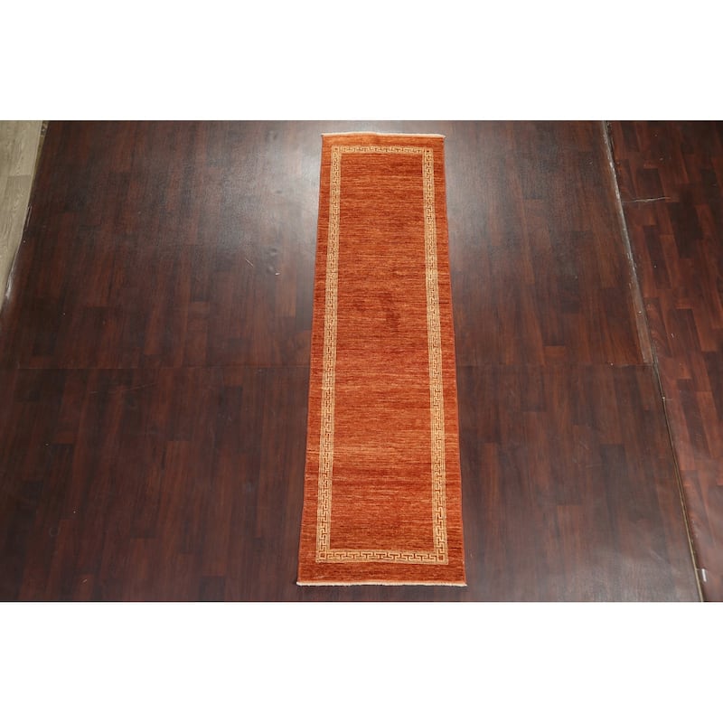 Orange Gabbeh Kashkoli Runner Rug Wool Hand-knotted Oriental Carpet - 2'7" x 9'3"