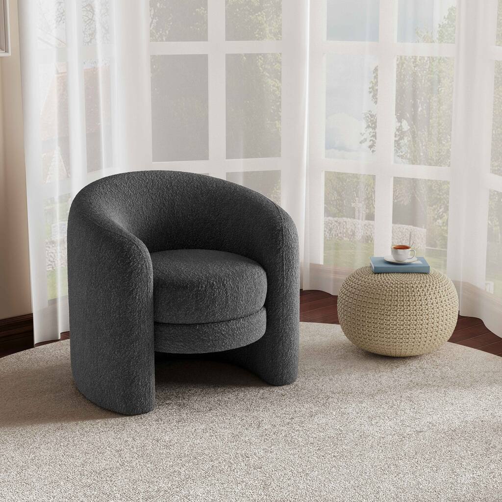 Christopher Knight Home - Grace Modern Curved Back Upholstered Accent Chair with Boucle Fabric