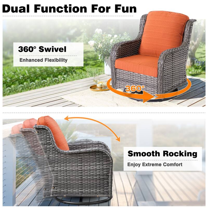 OVIOS 7-piece Patio Swivel Chair Set with 42" Fire Table