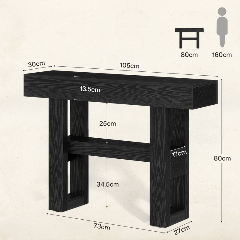 41.34'' Farmhouse Entryway Sofa Console Table with Storage Shelves