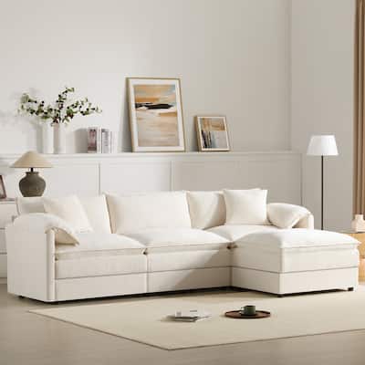 Chenille Modular Sectional Sofa, L Shaped Cloud Couch Set