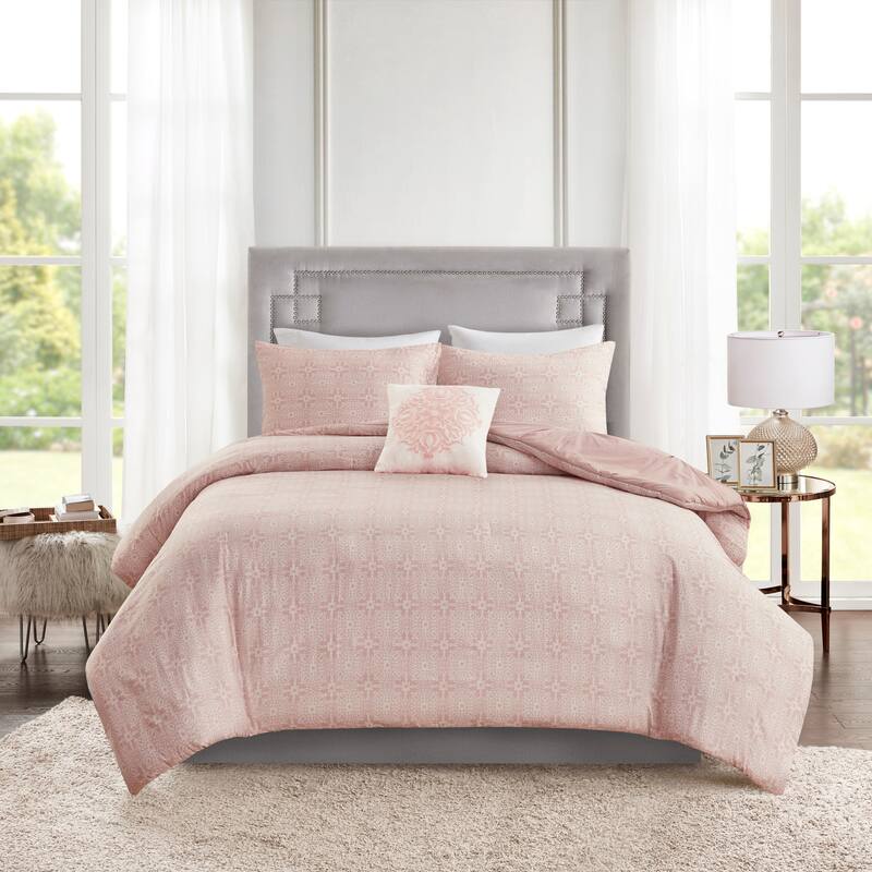 Madison Park Edna Embroidered Cotton Reversible Duvet Cover Set