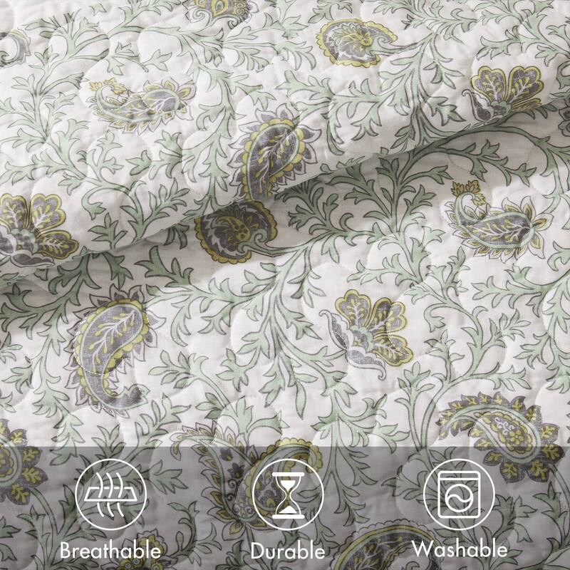 Madison Park Vanessa 6 Piece Cotton Percale Quilt Set with Throw Pillows